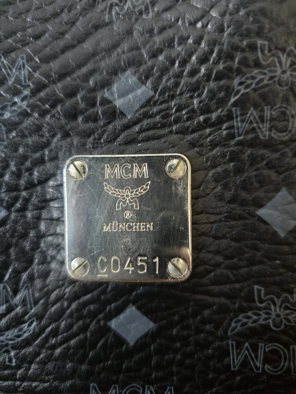 MCM Black Leather Visetos Satchel Bag